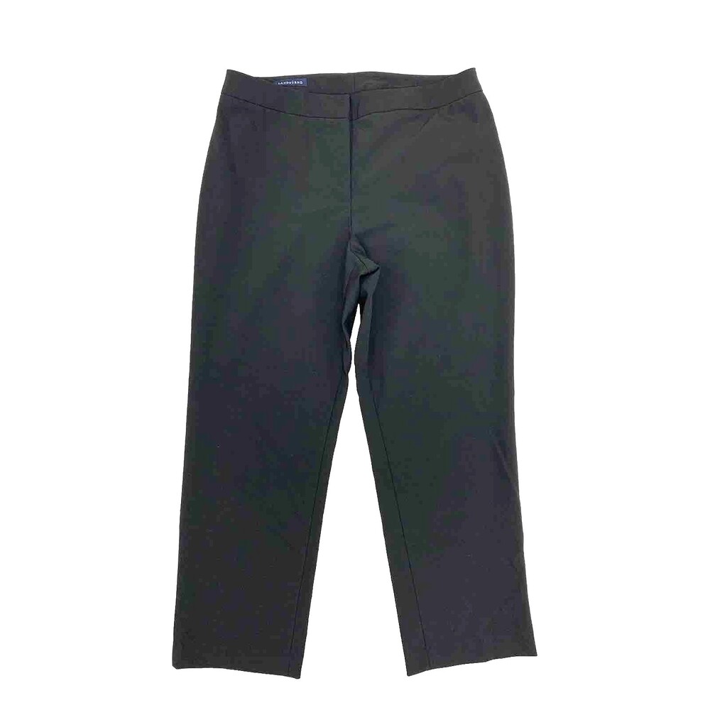 Lands End Washable Wool Trouser Pants 8P Black Unlined Minimalist Corpcore Y2K